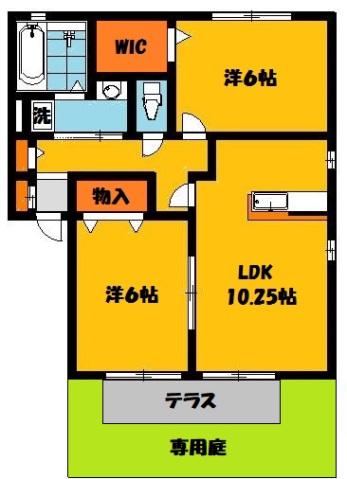 ディアクレストG棟(2LDK/2階)の間取り写真