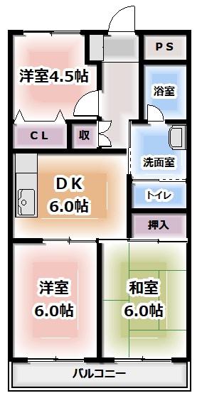 ベルロード23(3DK/2階)の間取り写真
