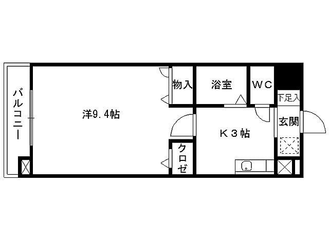 一刻館I(1K/6階)の間取り写真