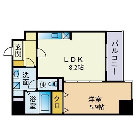 MODERN PALAZZO 博多駅南(1LDK/4階)の間取り写真