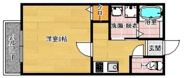 セピアコート片峰(1K/1階)の間取り写真