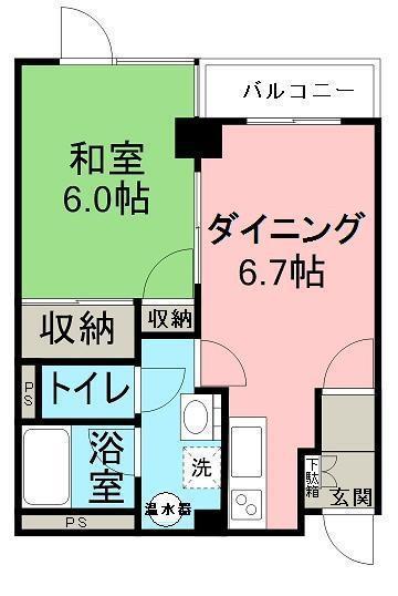 メゾンドリバージュ(1DK/2階)の間取り写真
