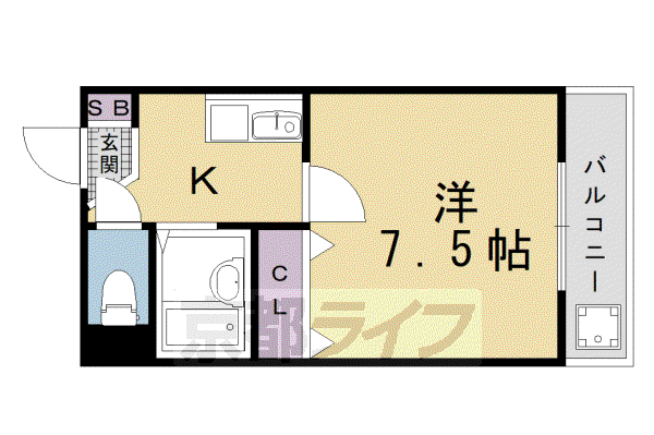 エクシブ西村(1K/1階)の間取り写真