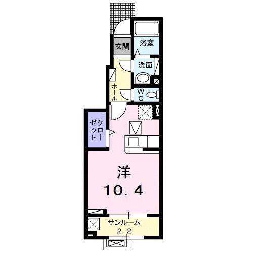 ハーモニーI(ワンルーム/1階)の間取り写真