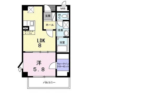アンソレイエ(1DK/5階)の間取り写真