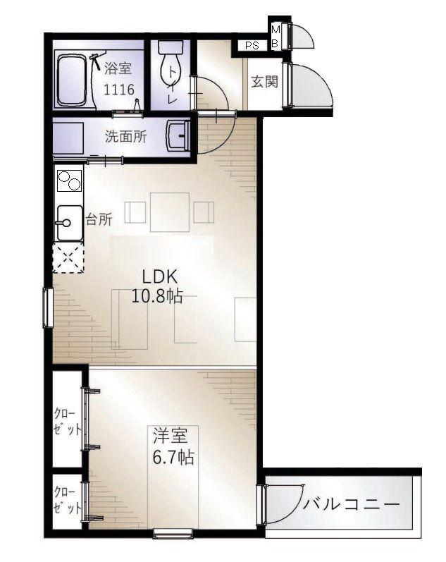 エスポワール(1LDK/3階)の間取り写真
