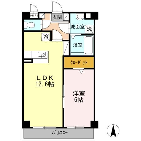 パークサイド中田II(1LDK/3階)の間取り写真