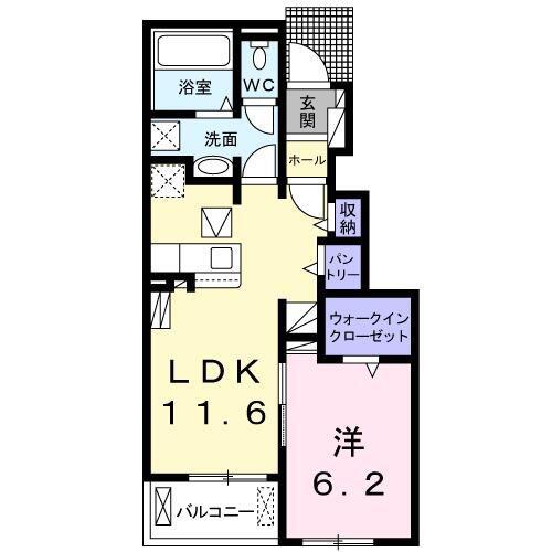 つゆくさハイツ(1LDK/1階)の間取り写真