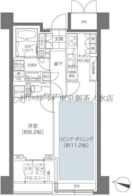 メゾンカルム本郷(1LDK/6階)の間取り写真