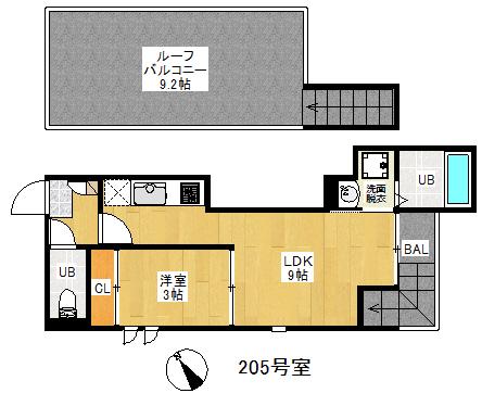 GRANDTIC箱崎宮前(1LDK/2階)の間取り写真