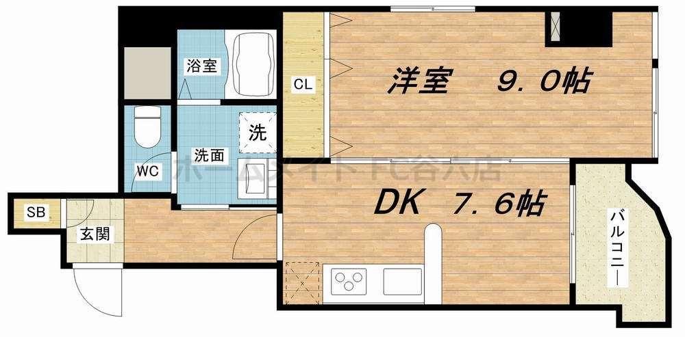GRAZIO日本一(1DK/9階)の間取り写真