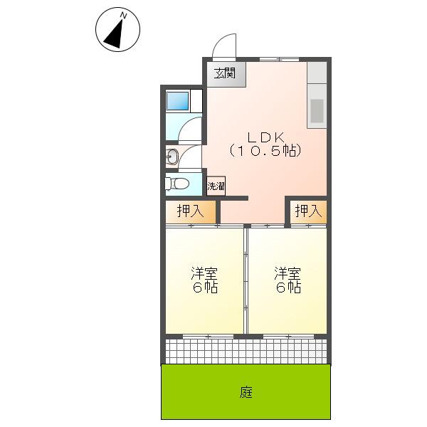 コーポシルク(2LDK/1階)の間取り写真