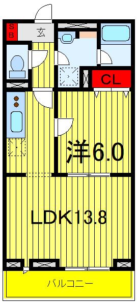VIVACE(1LDK/2階)の間取り写真