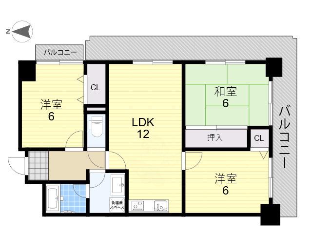フレアーK(3LDK/4階)の間取り写真