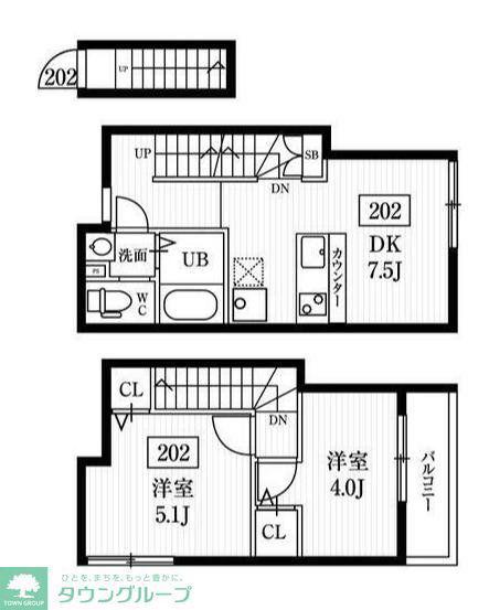 ミハス池尻(2DK/2階)の間取り写真