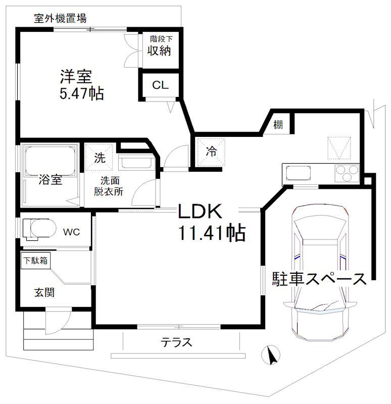 北加賀屋5丁目アパート(1LDK/1階)の間取り写真