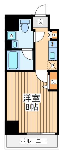 シーネクスタチカワ(1K/8階)の間取り写真