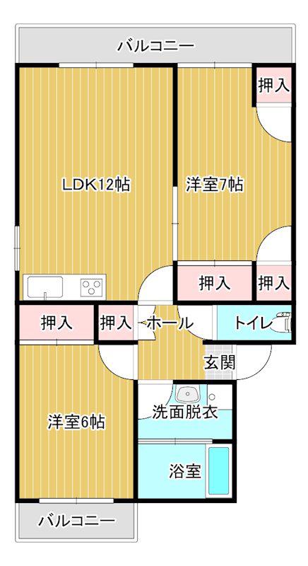 本郷ハイツ(2LDK/4階)の間取り写真
