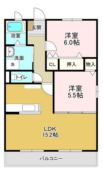 GRANDE 美坂(2LDK/1階)の間取り写真