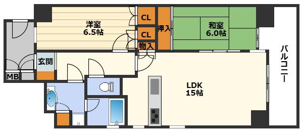 藤和シティホームズ中之島(2LDK/12階)の間取り写真