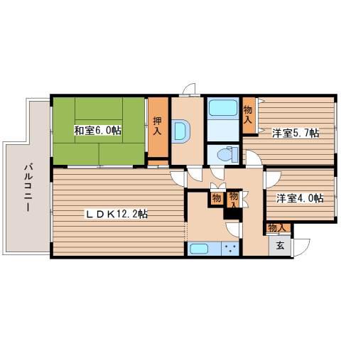 琴似パークマンション(3LDK/6階)の間取り写真