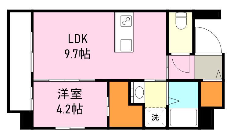 CLARE GRACE荒田(1LDK/6階)の間取り写真