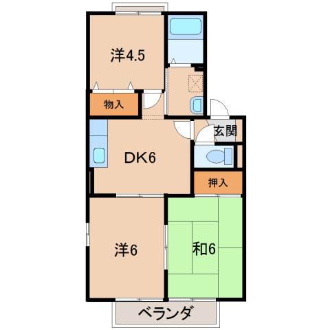 グリーンフルフェニックスII(3DK/2階)の間取り写真