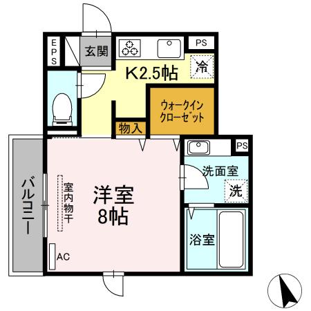 グランドゥール八乙女駅前I(1K/2階)の間取り写真