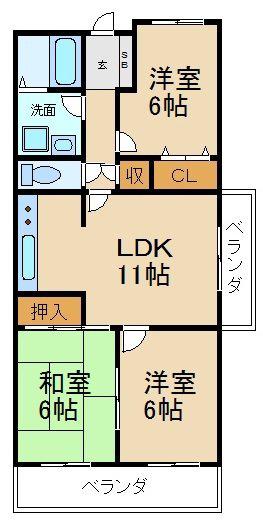 ヒコ壱番館(3LDK/4階)の間取り写真