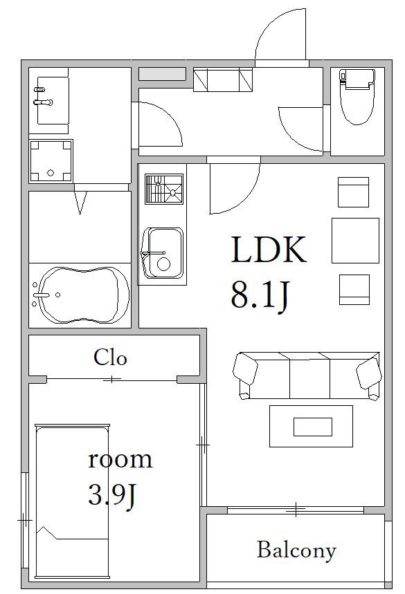 ソラナK(1LDK/2階)の間取り写真