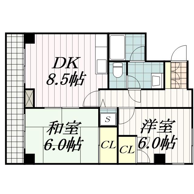メゾンリヴィエール道場北(2DK/1階)の間取り写真