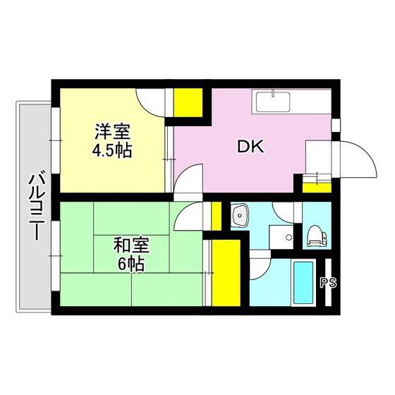 αNEXT高崎第3(2DK/1階)の間取り写真