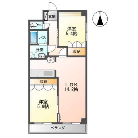 グレイスピア(2LDK/2階)の間取り写真