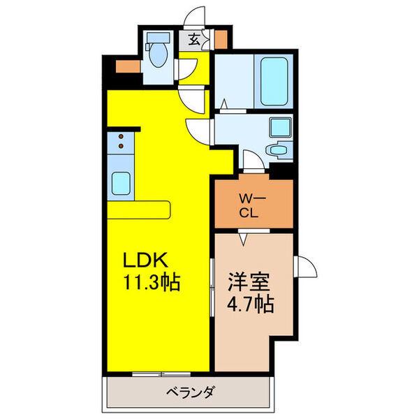 パークレジデンス汐路町(1LDK/6階)の間取り写真