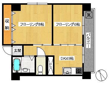 スカイマンション(2DK/8階)の間取り写真