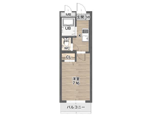 セゾンきさらぎ(1K/2階)の間取り写真