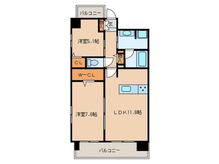 プランドール赤坂(2LDK/5階)の間取り写真