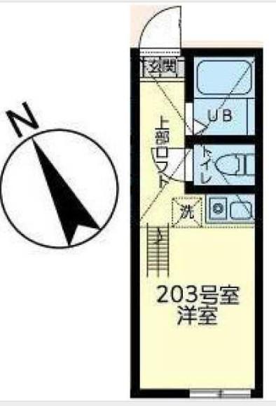 ユナイト石川町ぺルファボーレ(ワンルーム/2階)の間取り写真