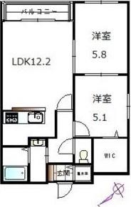 ベルクレール琴似(2LDK/5階)の間取り写真