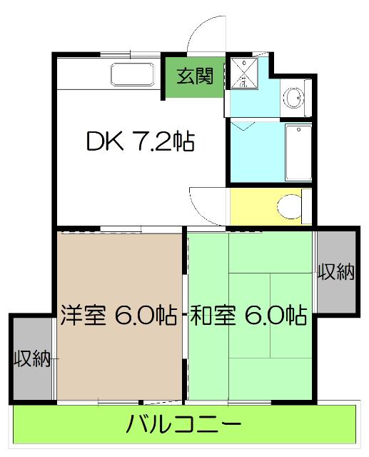 ルミエール高そね(2DK/3階)の間取り写真