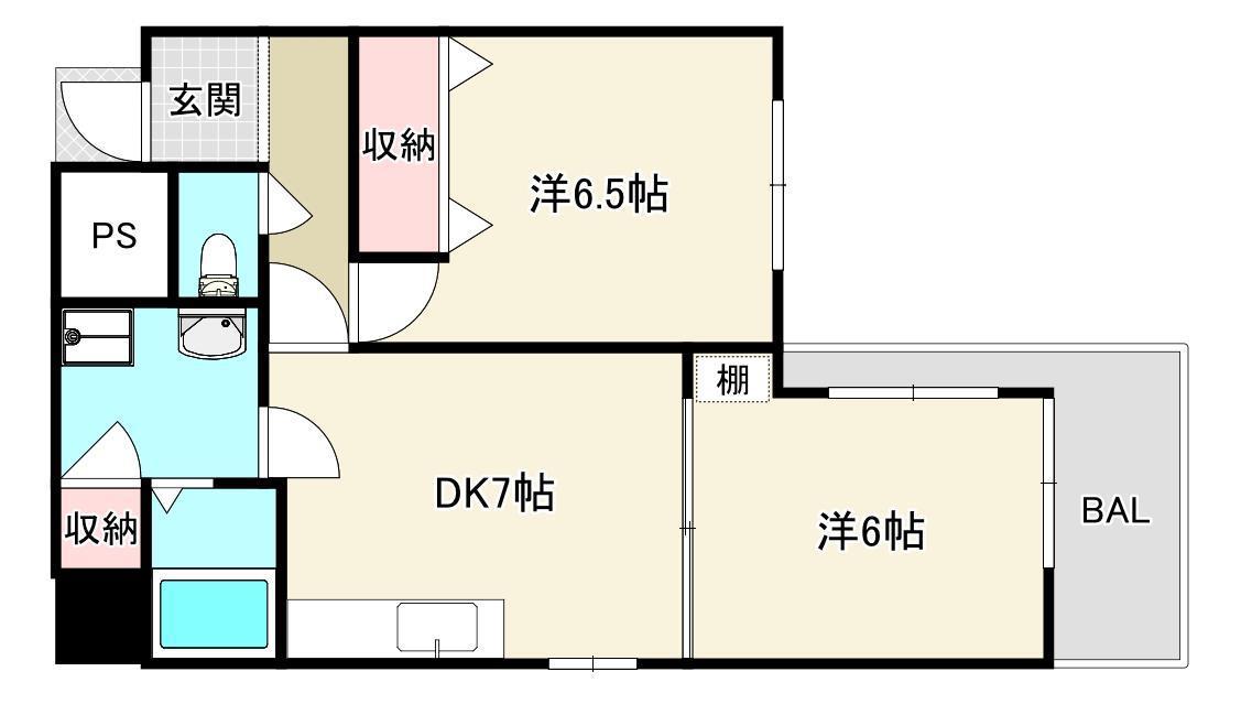 エステイト佐古(2DK/10階)の間取り写真
