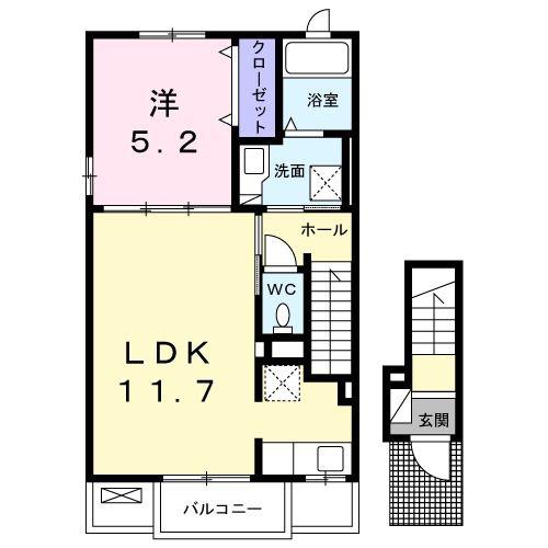 ジャンティー おおたかの森 II(1LDK/2階)の間取り写真