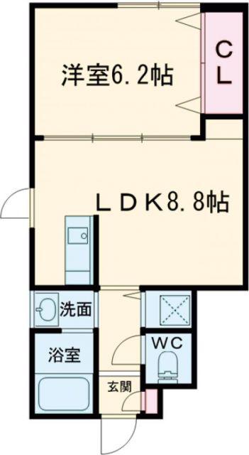 ルポゼ協和D棟(1LDK/1階)の間取り写真