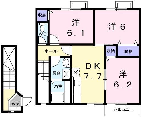 SETTLE城西(3DK/2階)の間取り写真