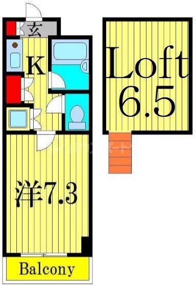 KFビル(1K/6階)の間取り写真