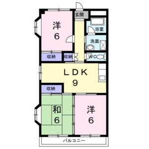 第二グリーンマンション服部(3LDK/3階)の間取り写真