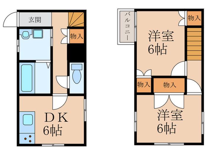コーポ3-1-7(2DK/1階)の間取り写真