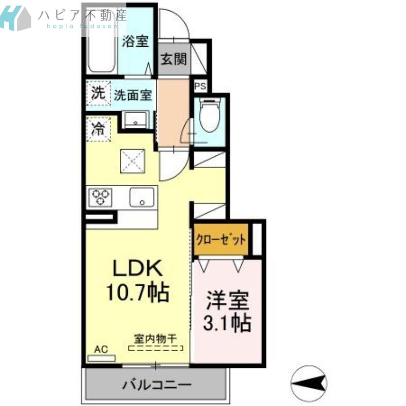 ディアコート(1LDK/1階)の間取り写真