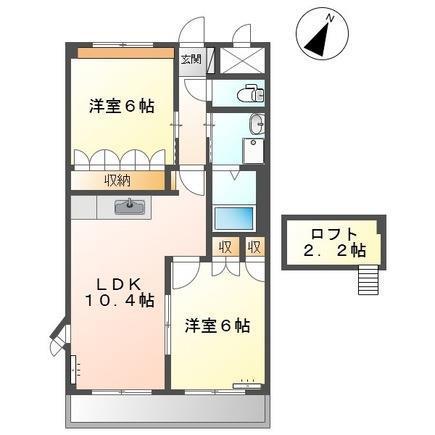 プランドール安樹(2LDK/2階)の間取り写真