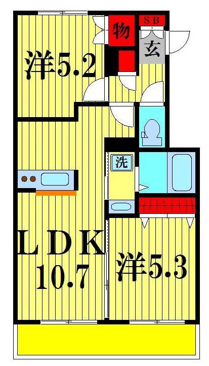グランコートハイツ(2LDK/1階)の間取り写真